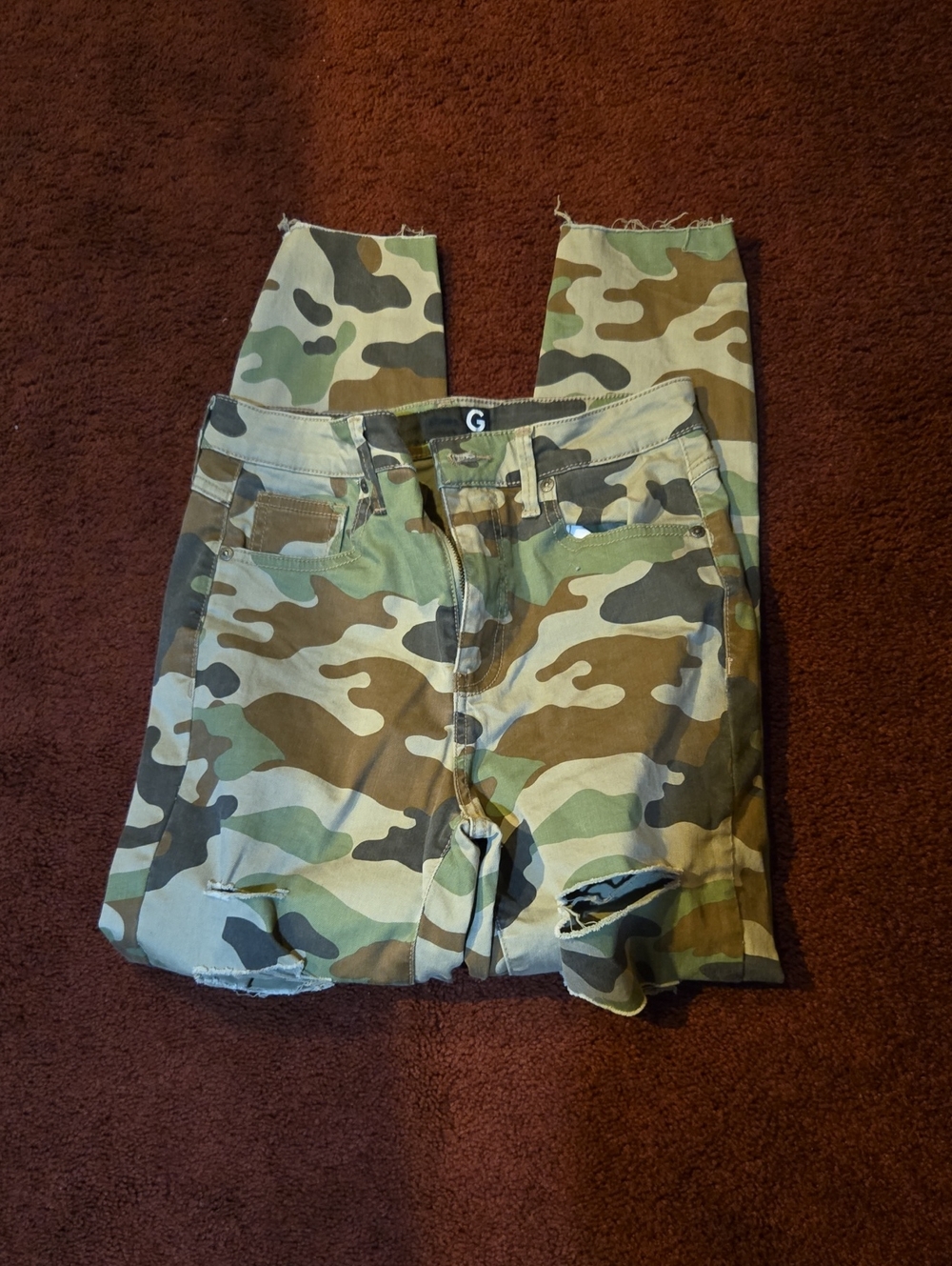 Guess Women's Camo Boyfriend Jeans - Green & Brown